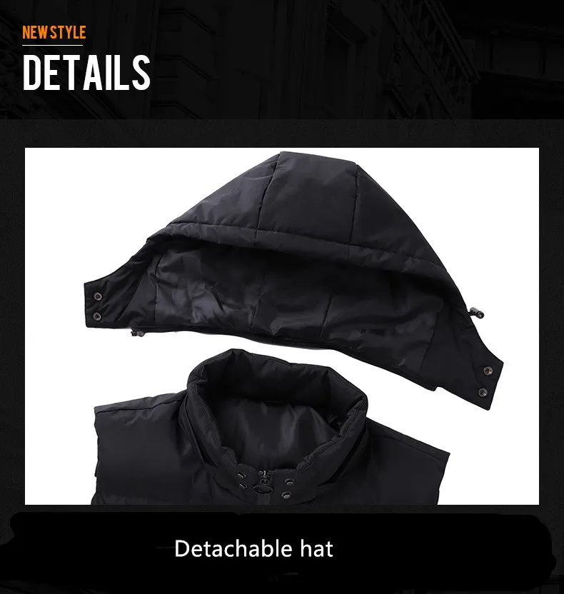 

New Men's Down Sleeveless Vest Hooded Jacket Winter Vest Warm Clothes
