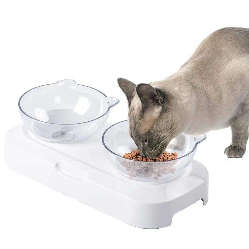 

Pet Cat Bowl Dual-use Transparent Bowls Protect Cervical Vertebra Tilt Mouth Drinking Water Food Storage Bowl For Dogs Cats