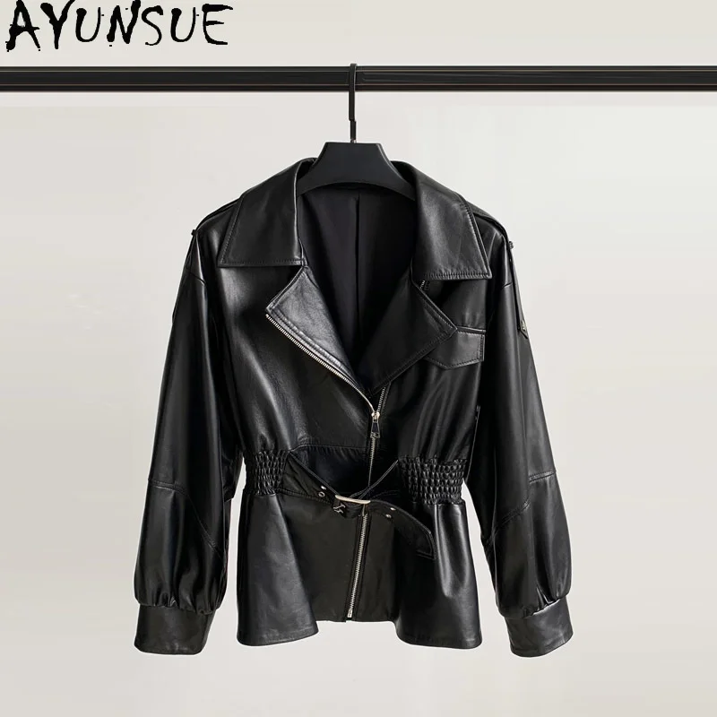 Motorcycle Genuine Leather Jacket Women Short Women's Sheepskin Coat Feamle Spring Autumn Clothes Mujer Chaqueta 21