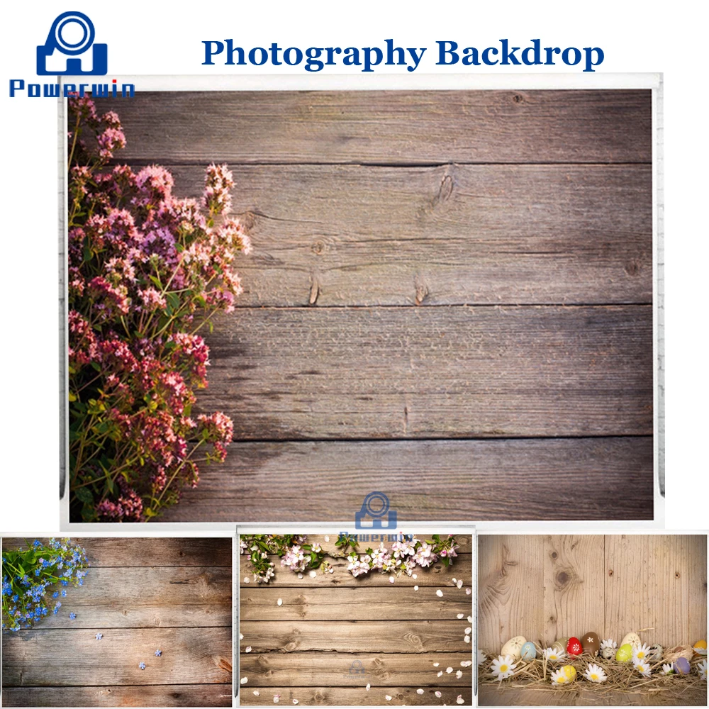 

Powerwin 80x125cm 150x210cm Vinyl Photography Backdrop Flower Wooden Wall Stripes Birthday Wedding Photo Studio Background Cloth