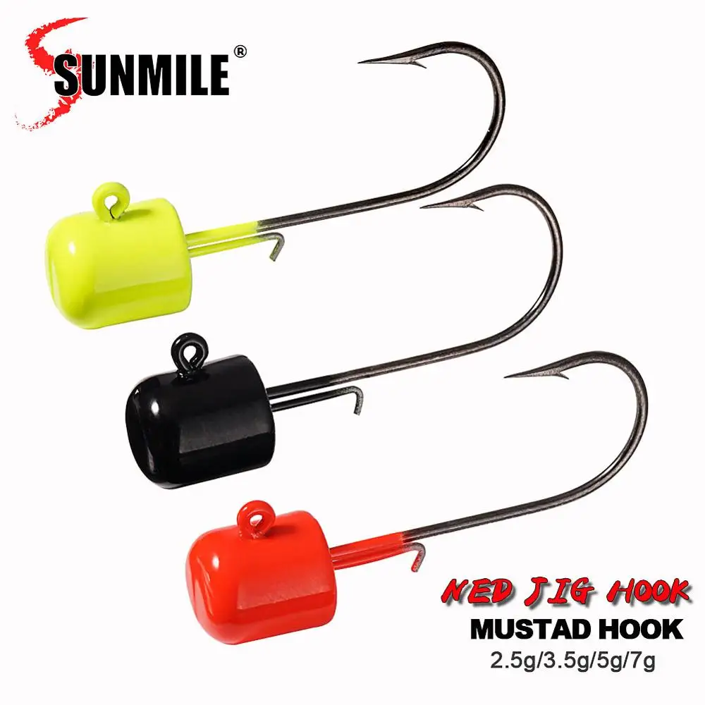 SUNMILE 5 шт. Ned рыболовные крючки с джиг Крючки MUSTAD приманка со свинцовым
