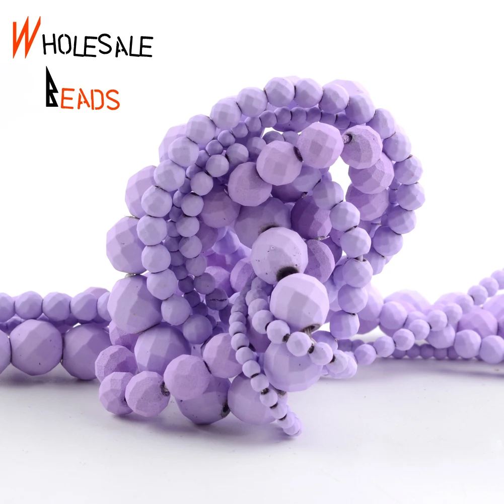 

Natural Stone Faceted Light Purple Hematite Rubber Round Spacer Loose Beads For DIY Jewelry Making Necklace Bracelet Accessories