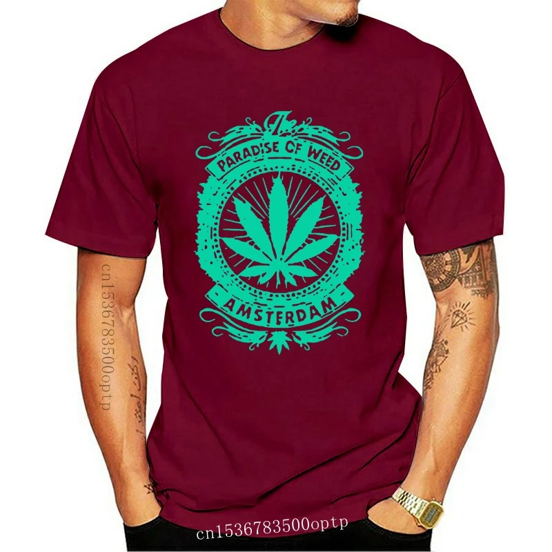 

New the paradise of WEED amsterdam spliff plant mens t-shirt tee