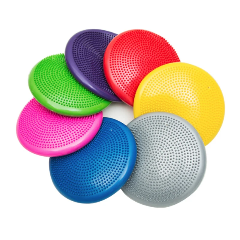 Тренировочная балансировочная подушка для йоги надувная Массажная шариковая