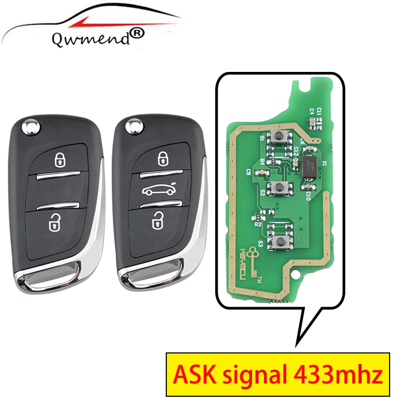 

QWMEND CE0536 ASK Remote Car Key for Peugeot 307 308 407 408 3008 for Citroen PICASSO C2 C3 C4 C5 C6 C8 Flip Key 433Mhz