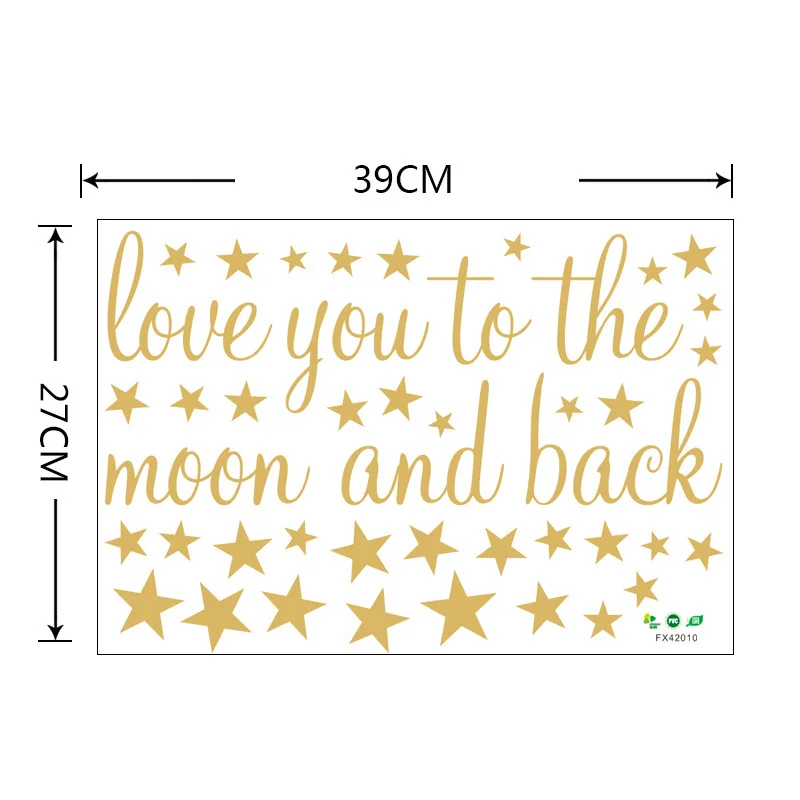 Золотые звезды романтичные наклейки на стену английские пословицы Love You To The Moon and