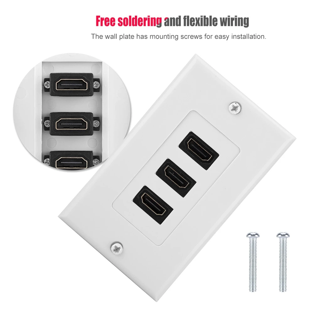 

Universal 3-Port HDMI Panel Socket Kits Wall Plate Mounting Socket​​ HDMI HD Video Panel USB Hub Adapter For Engineering Wiring
