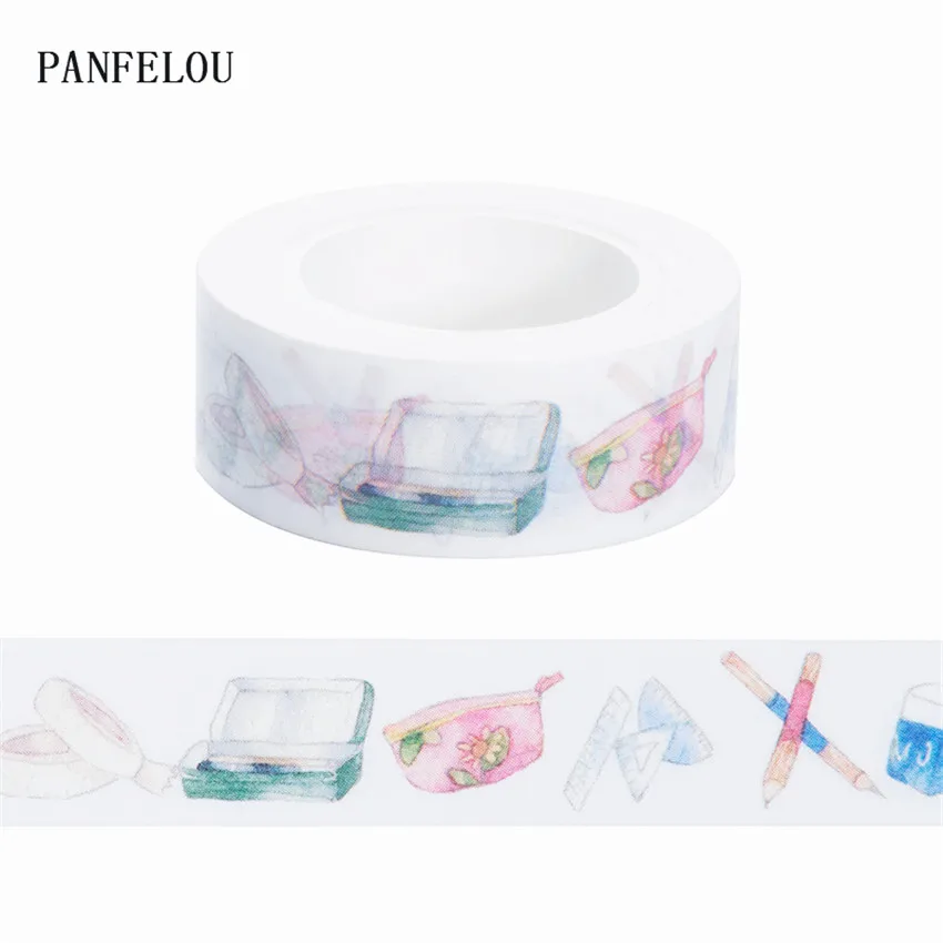 

10M*15mm Pencil box pattern stickers Washi Masking tape Quality good price HOT sell DIY Scrapbook Embellishments Decoration