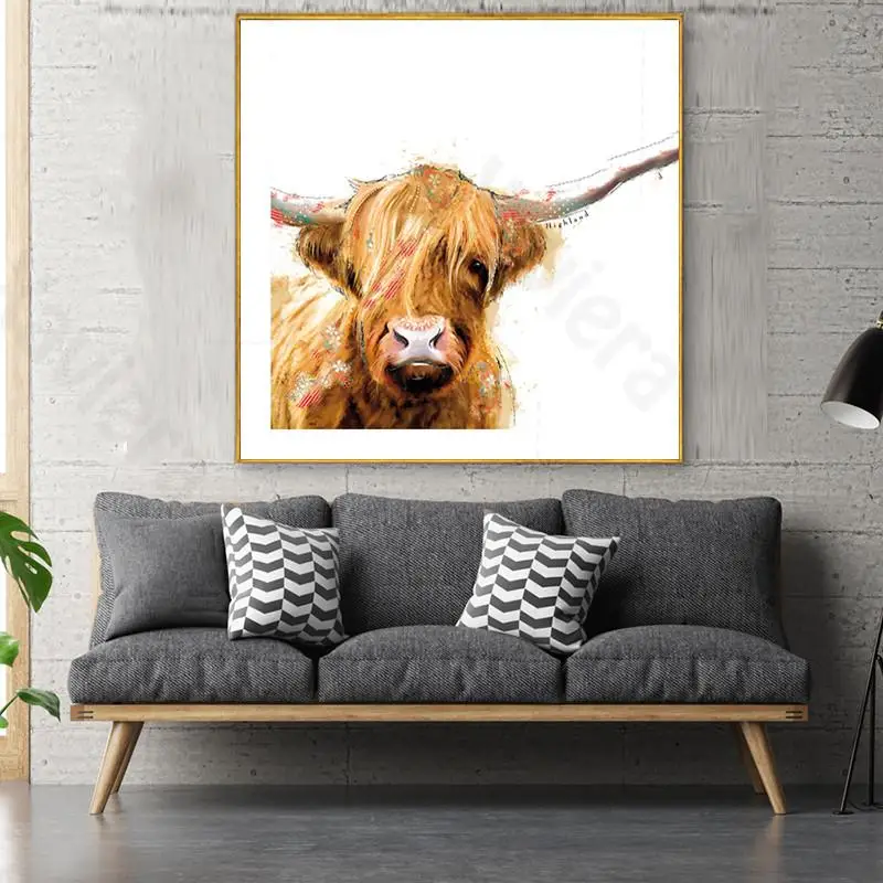 

Square Hand-Painted Animal Painting Posters and Print Home Decoration Art Canvas Frameless Paintings Blank Poultry & Wild Animal