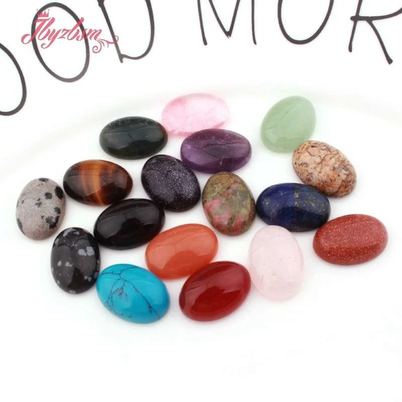 10x14mm Oval Beads CAB Cabochon Flatback Dome Undrilled Natural Stone For DIY Pandandt Earring Jewelry Making Craft 5pcs | Украшения и