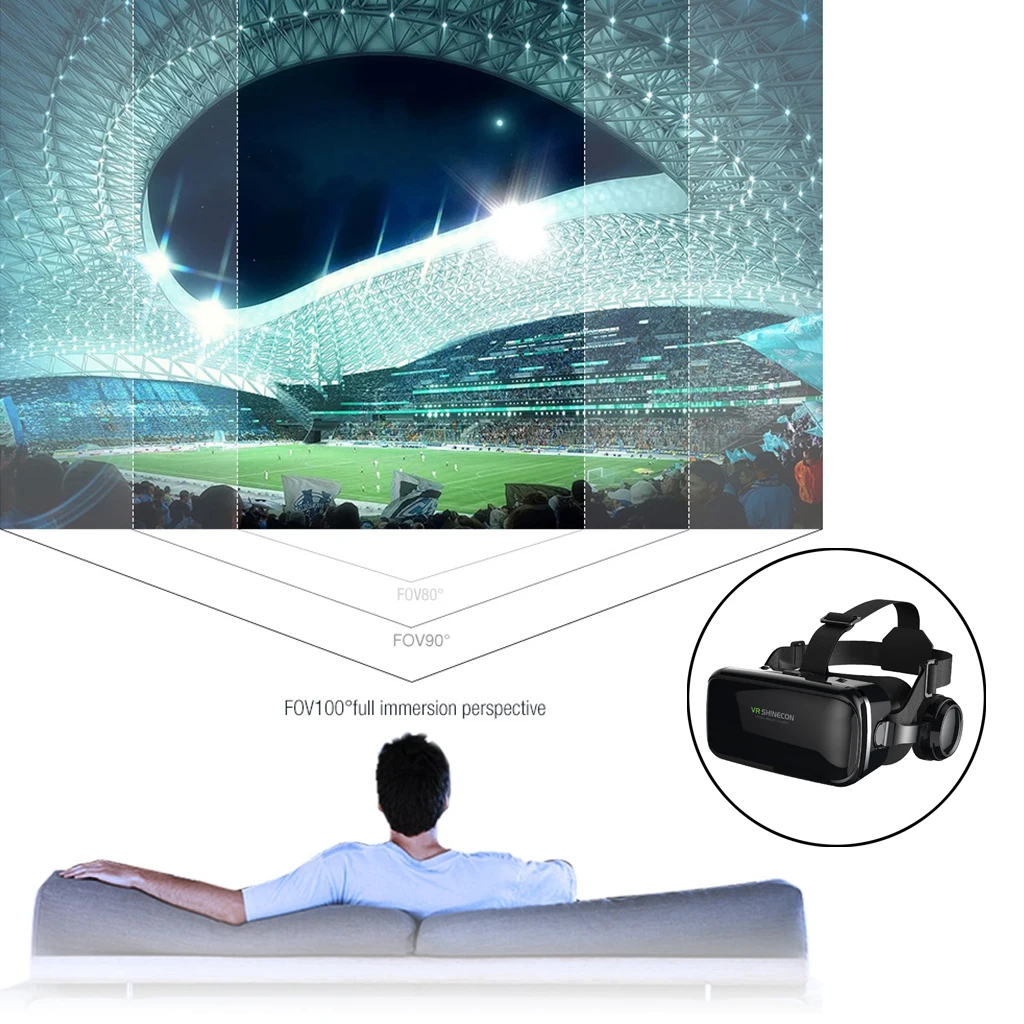 VR SHINECON 6 0 гарнитура Виртуальная реальность очки-наушники 3D очки для шлема