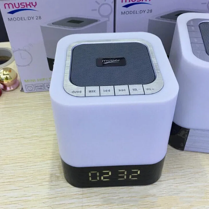 Прикроватная лампа беспроводной Bluetooth динамик часы будильник для сотового