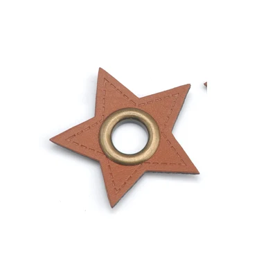 Brown bronze eyelet 30 шт./лот, звезда, черный/коричневый цвет, искусственная кожа, пришитые значки, нашивки, этикетки+ Внутренние 8 мм Металлические латунные люверсы, люверсы - Цвет: Brown bronze eyelet