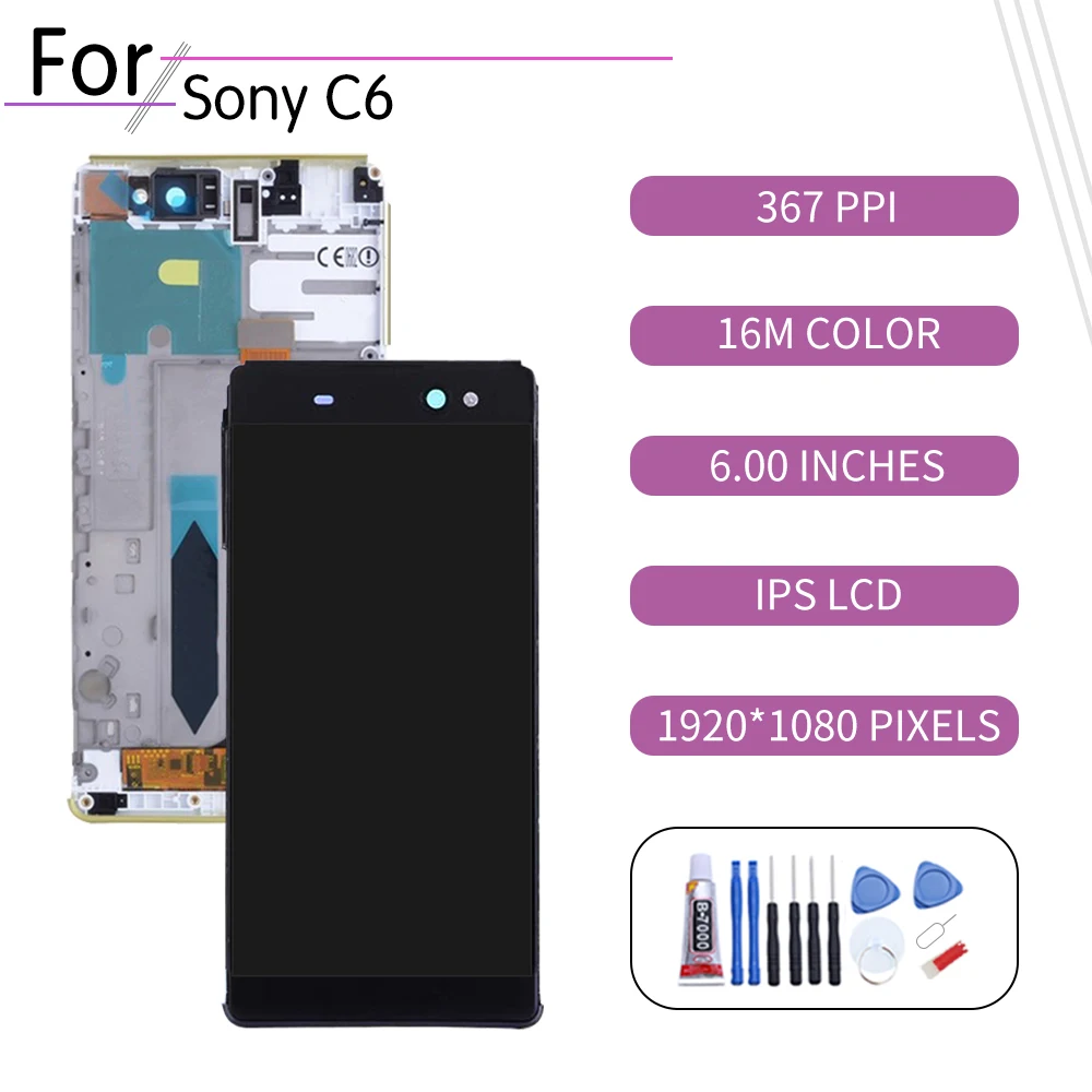 ЖК дисплей 6 0 дюйма для Sony Xperia C6 с сенсорным экраном и дигитайзером в сборе рамкой