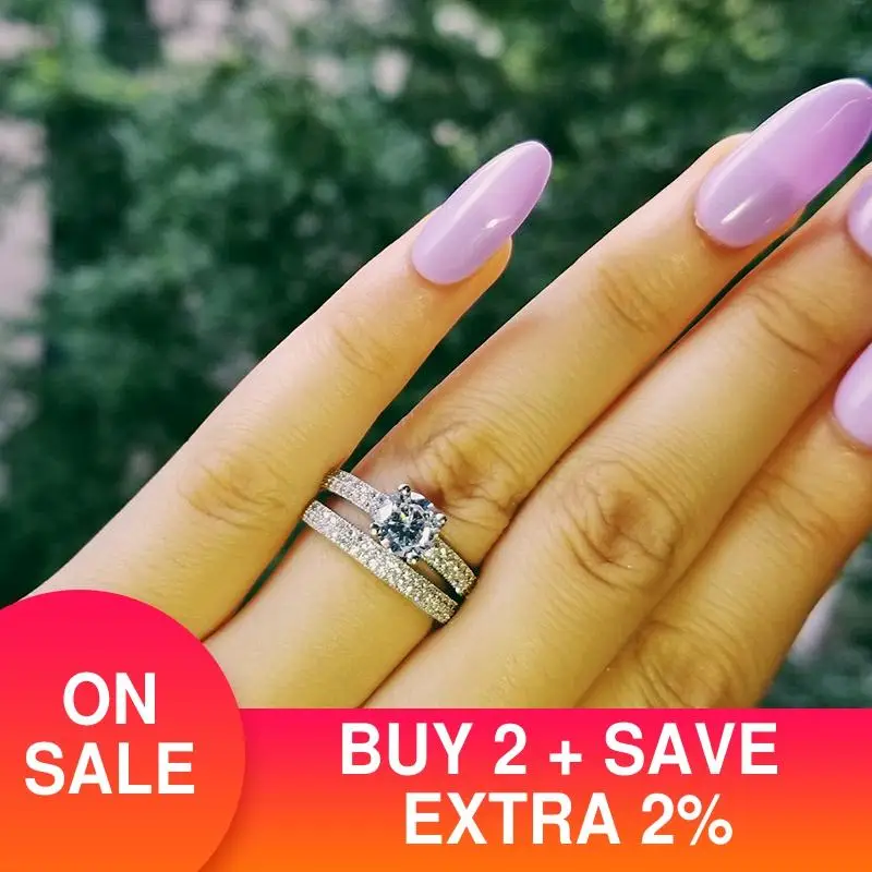 Реальные 925 Серебряное кольцо для женщин помолвки свадьбы украшенных