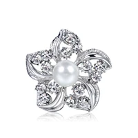 fashion five pointed star pearl flower brooches for women suit rhinestone jewelry collar pins scarf buckle clothing accessories