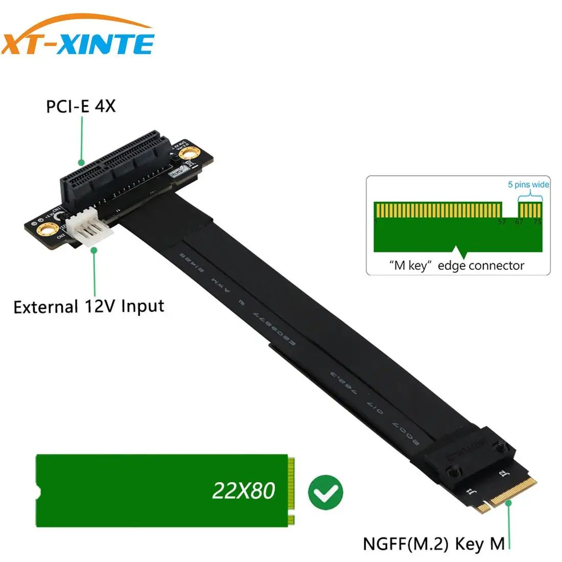 Удлинительный кабель XT-XINTE PCIe x4 3 0 PCI Express 4x к M.2 NVMe M Key 2280 переходная карта Gen3.0