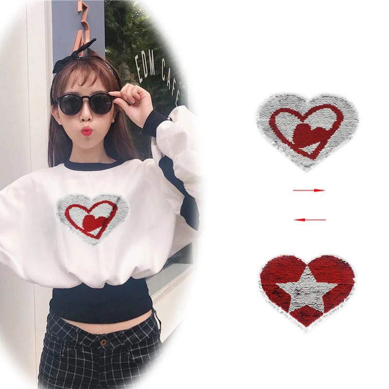 Нашивки с двусторонними блестками Star Love для шитья одежды детская футболка