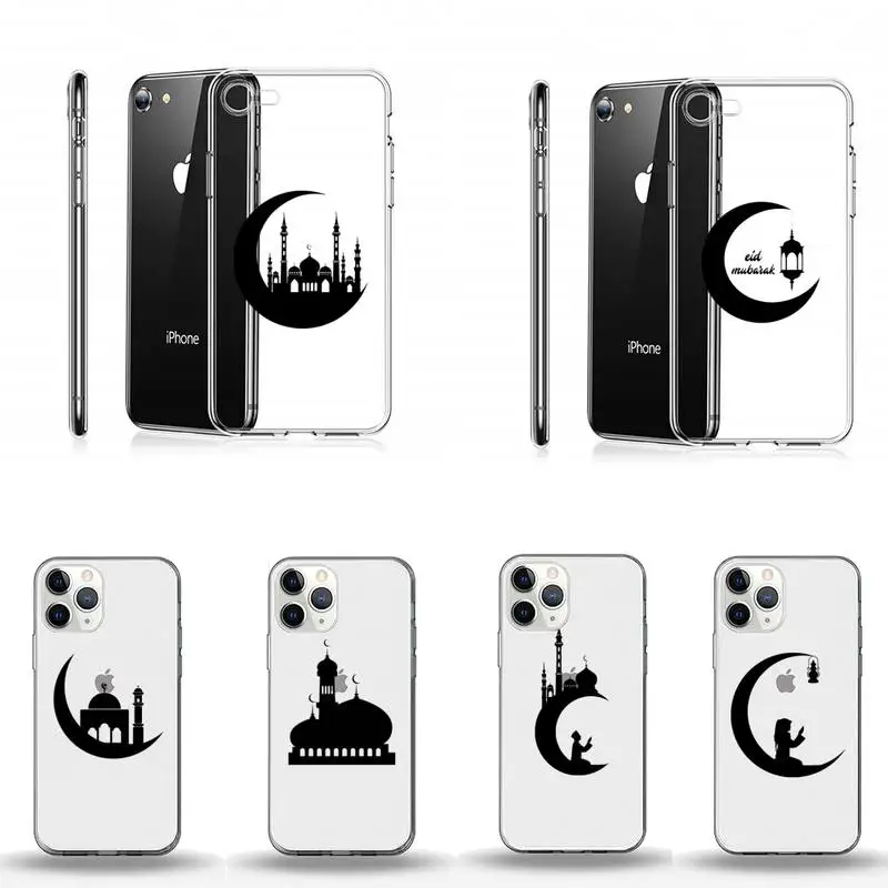 

Muslim mosque Moon Phone Case Transparent soft For iphone 12 11 13 7 8 6 s plus x xs xr pro max mini