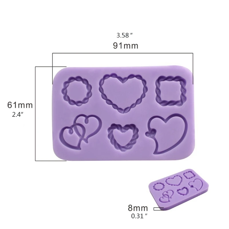 

2021 New DIY Love Square Round Frame Silicone Resin Mold Hollow Heart Pendant Resin Mold