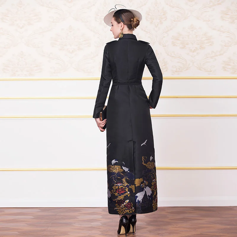 

Fall Textured Slim Fit Embroidery Dress Office Lady Straight Long Sleeve Evening Clothing Plus Size Party Black Dress DZ2208