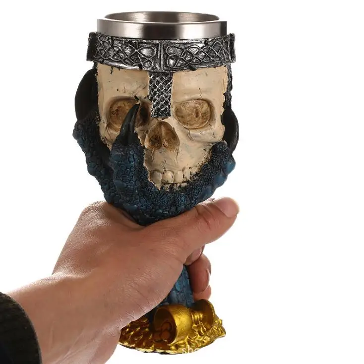 Подарки на Хэллоуин Готическая смола нержавеющая череп винный бокал чашка для