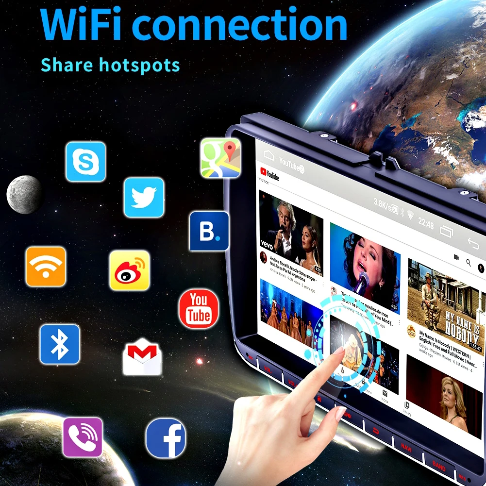 9 дюймовый 2Din Android двусторонний Автомобильный видео Радио GPS навигация поддержка