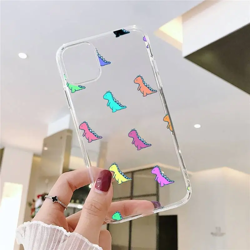 

Cute Dinosaur Baby Fashion Phone Case For iphone 12 11 8 7 6s 6 5 5s 5c se plus mini x xs xr pro max Transparent soft