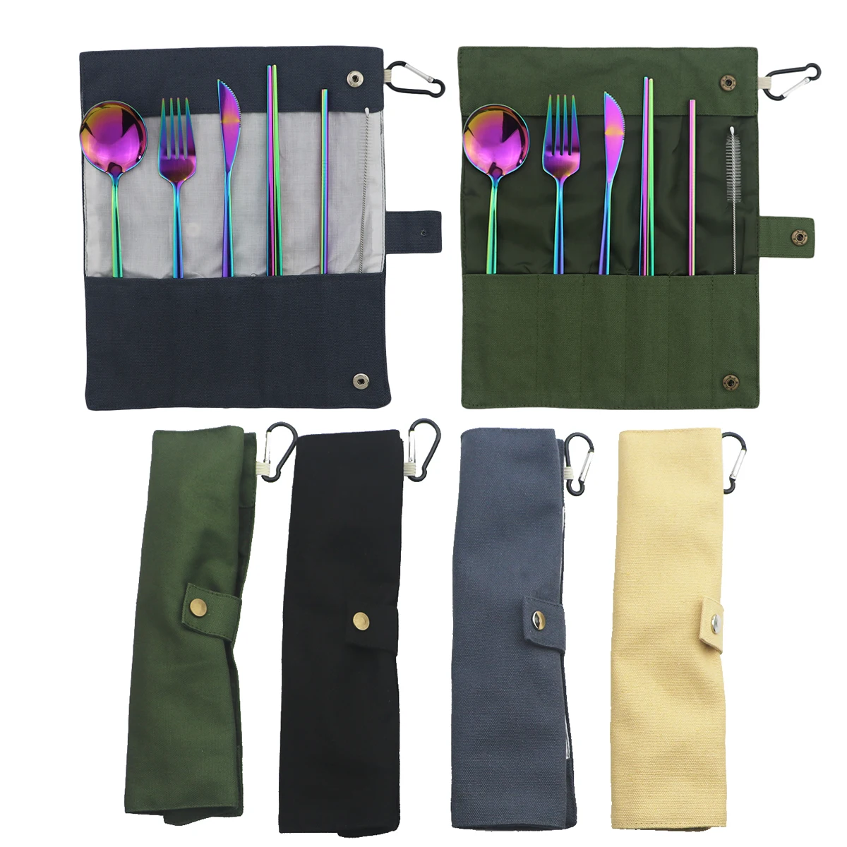 7 шт. дорожный набор столовых приборов из нержавеющей стали|Наборы приборов| |