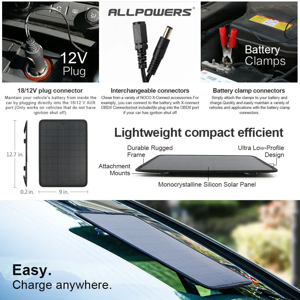 10 Вт портативная панель солнечной энергии 12 в моно зарядное устройство для