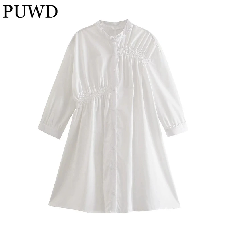 

Повседневное женское платье PUWD с V-образным вырезом, весна 2022, модное женское милое платье в студенческом стиле, женское однотонное мини-пла...