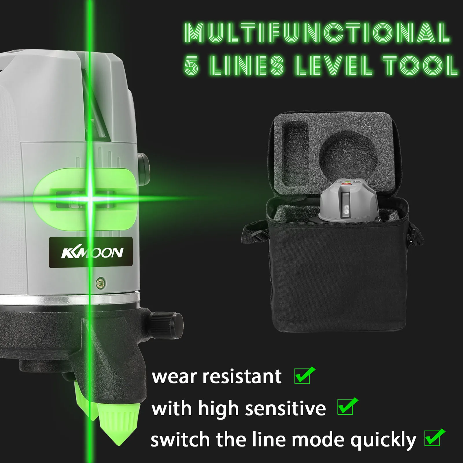 

Multifunction 3° Automatic Self-leveling 5 Lines Laser Level Measurement Tool with Vertical Horitical Oblique Straight Line