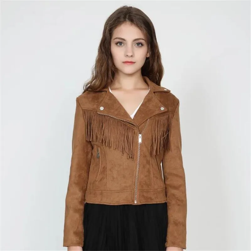 Новинка 2021 лидер продаж Декоративная кожаная куртка с бахромой женская одежда