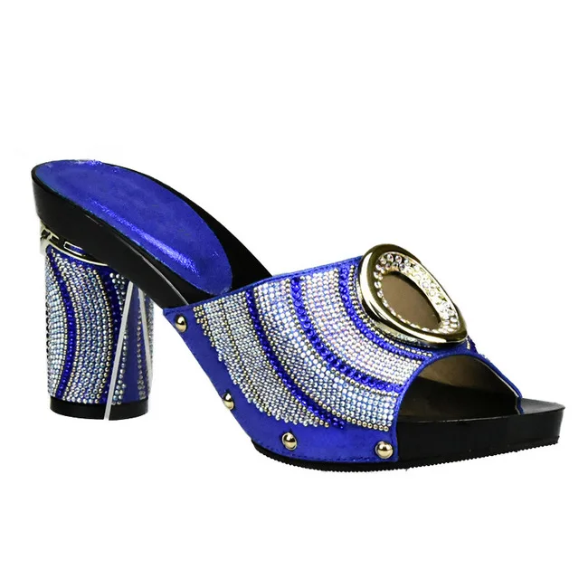 Blue shoes only Новое поступление золота Цвет комплект из обуви и сумки, украшенные Стразы в нигерийском стиле Для женщин Свадебный комплект из обуви и сумки обувь высокого качества - Цвет: Blue shoes only