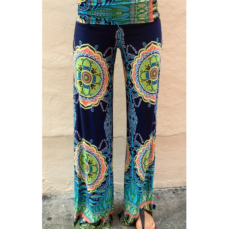 

Women Floral Casual Wide Leg Long Harem Pants High Waist Loose Elastic Waist Palazzo Trousers Plus Size New beach pants