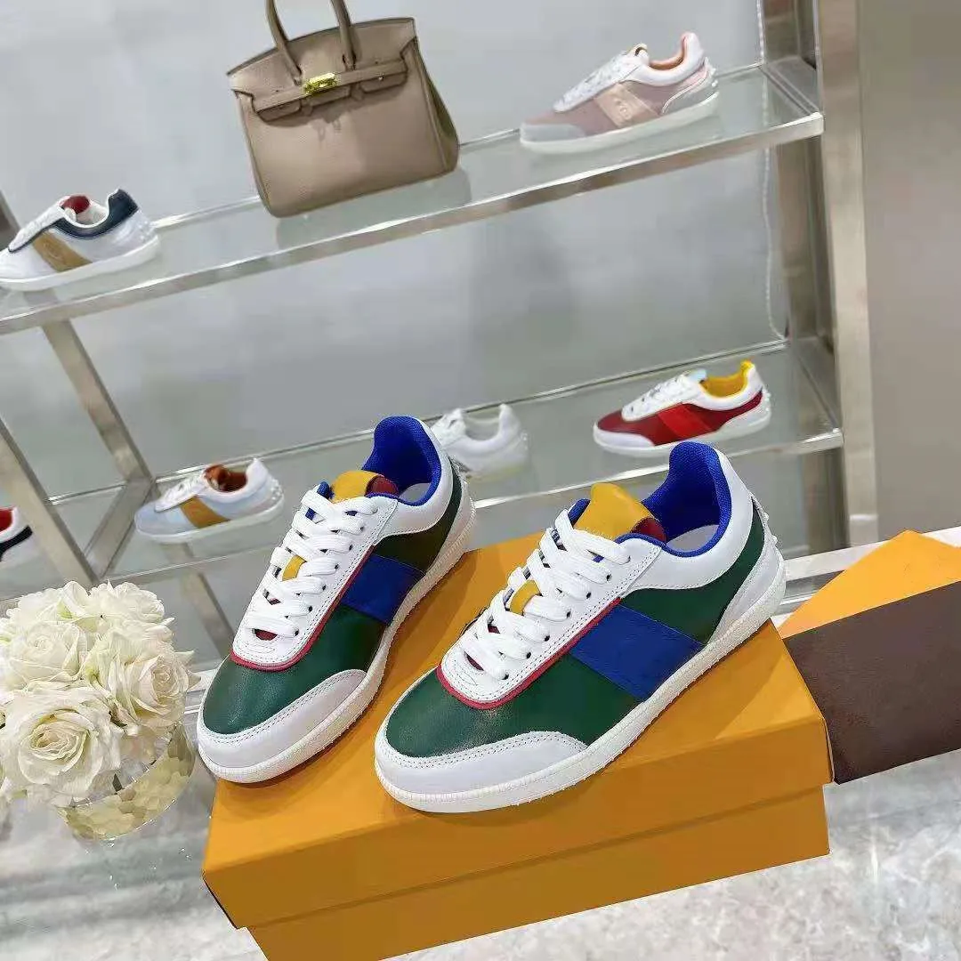 

Fashion luxury brand leather flat women sneakers casual shoes sneakers retro training shoes women, couple shoes