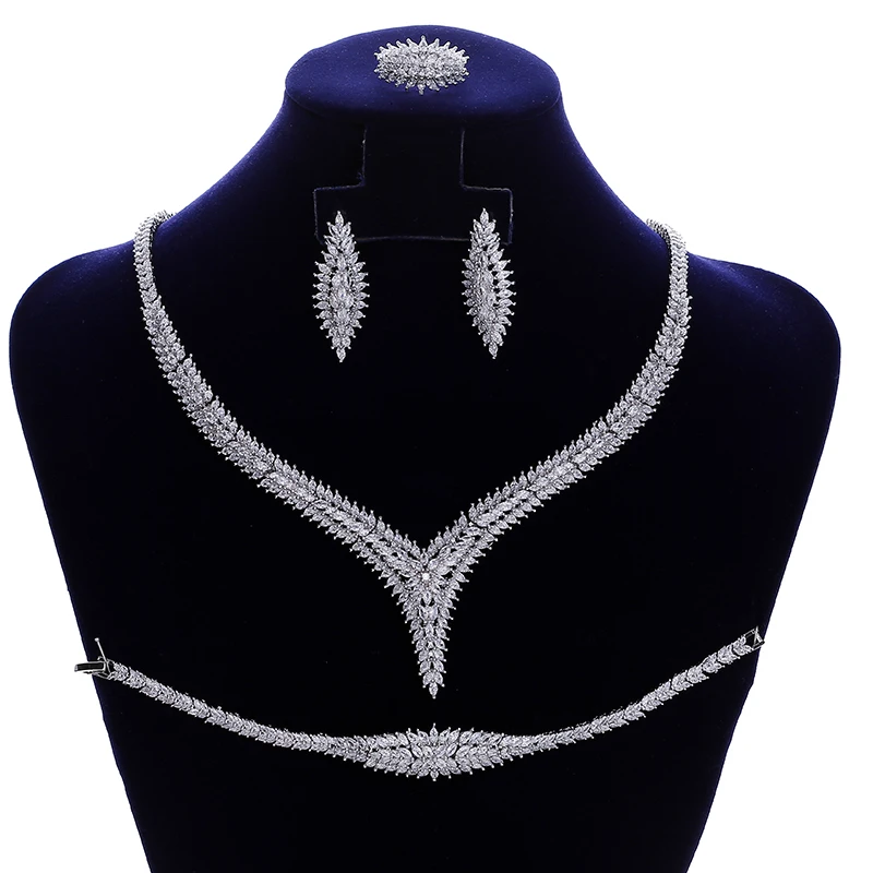 

Jewelry Sets HADIYANA Vintage Temperation Women Wedding Party Necklace Earrings Ring And Bracelet Set Zircon CNY0107 Bisuteria