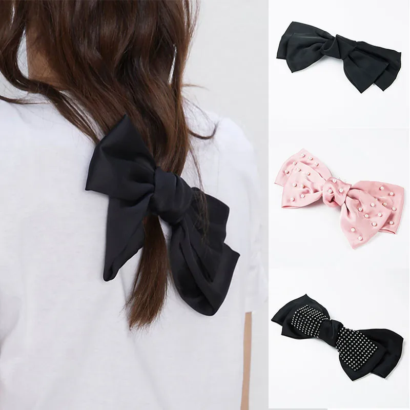 2019 модная женская простая однотонная Стразы с бантом заколка для хвоста