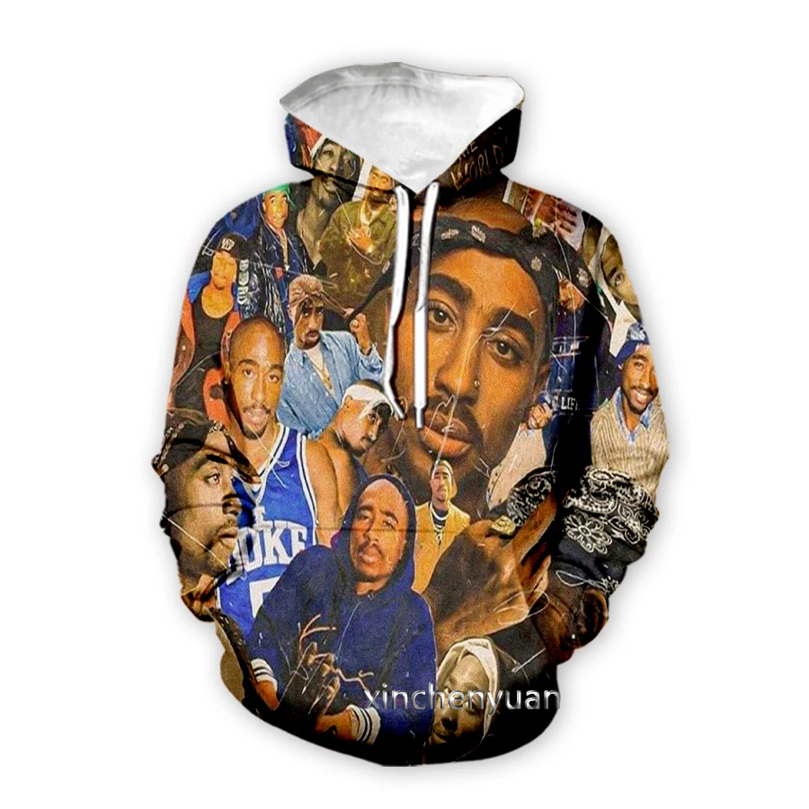 Xinchenyuan Новинка Мужская/женская одежда в стиле рэпера 2pac Тупак с 3D принтом модная