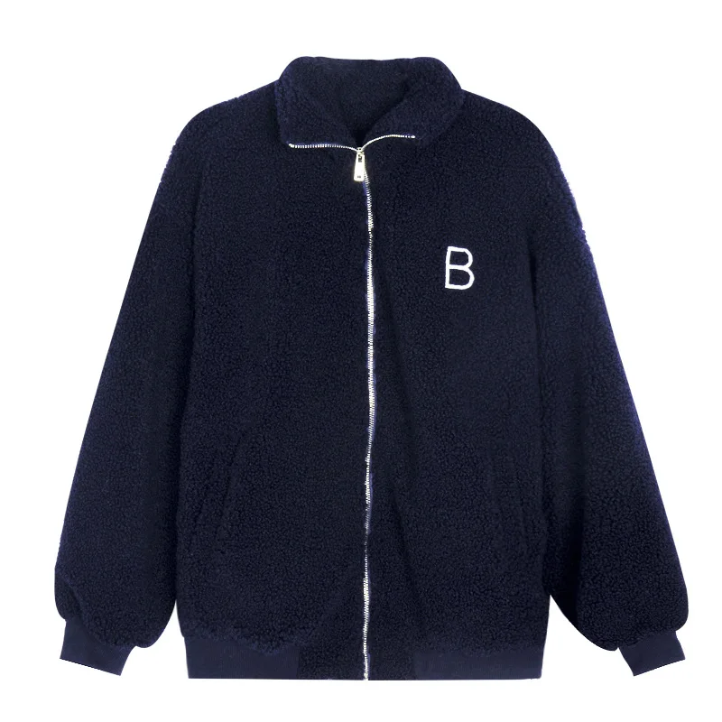 JESSIC Lamb Wool Coat Women 2021 Winter Korean Version Loose Thickening Age-reducing College Wind Jacket Cardigan