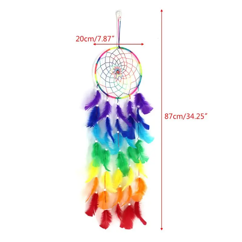 

Ловец снов, красочные Ловцы снов, ручная работа, радужные традиционные перья, подвесное домашнее настенное украшение, детская спальня, руко...