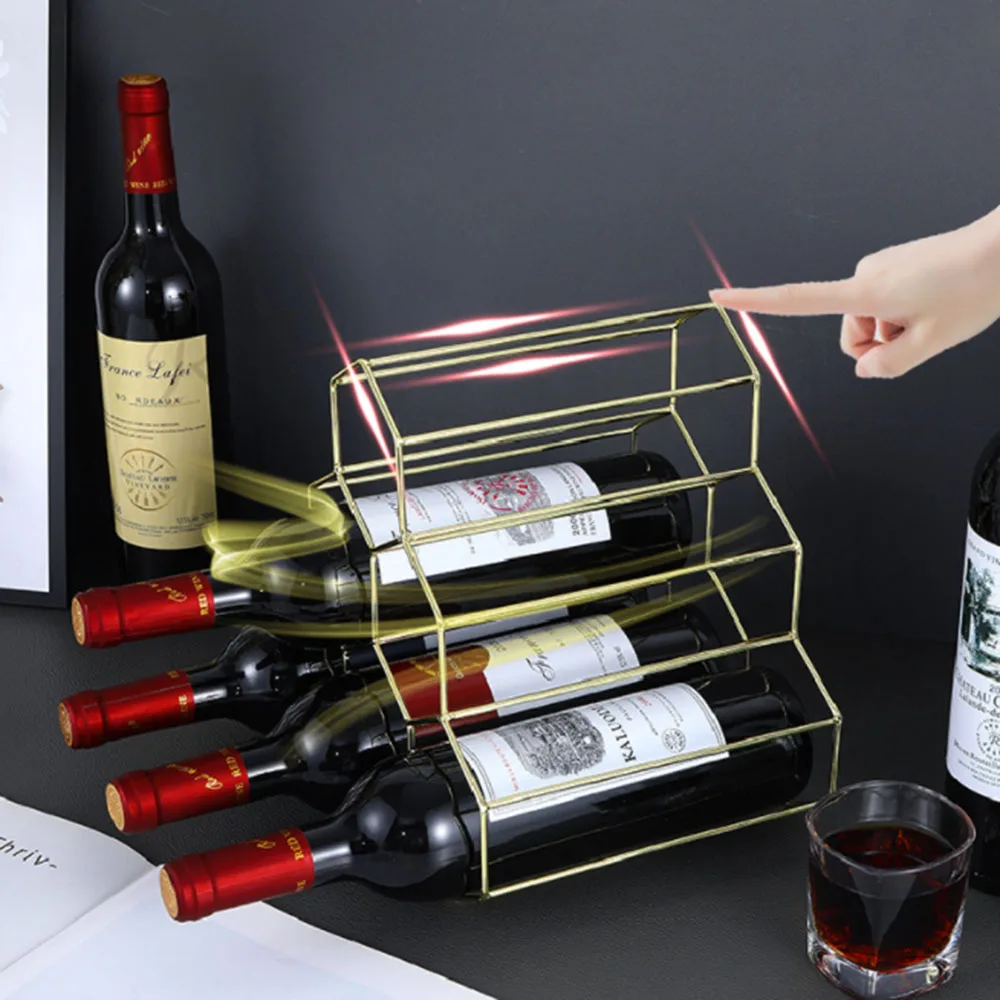 

Countertop wine rack 6 bottle modern black metal without assembly wine bottle storage kitchen bar desktop wine rack
