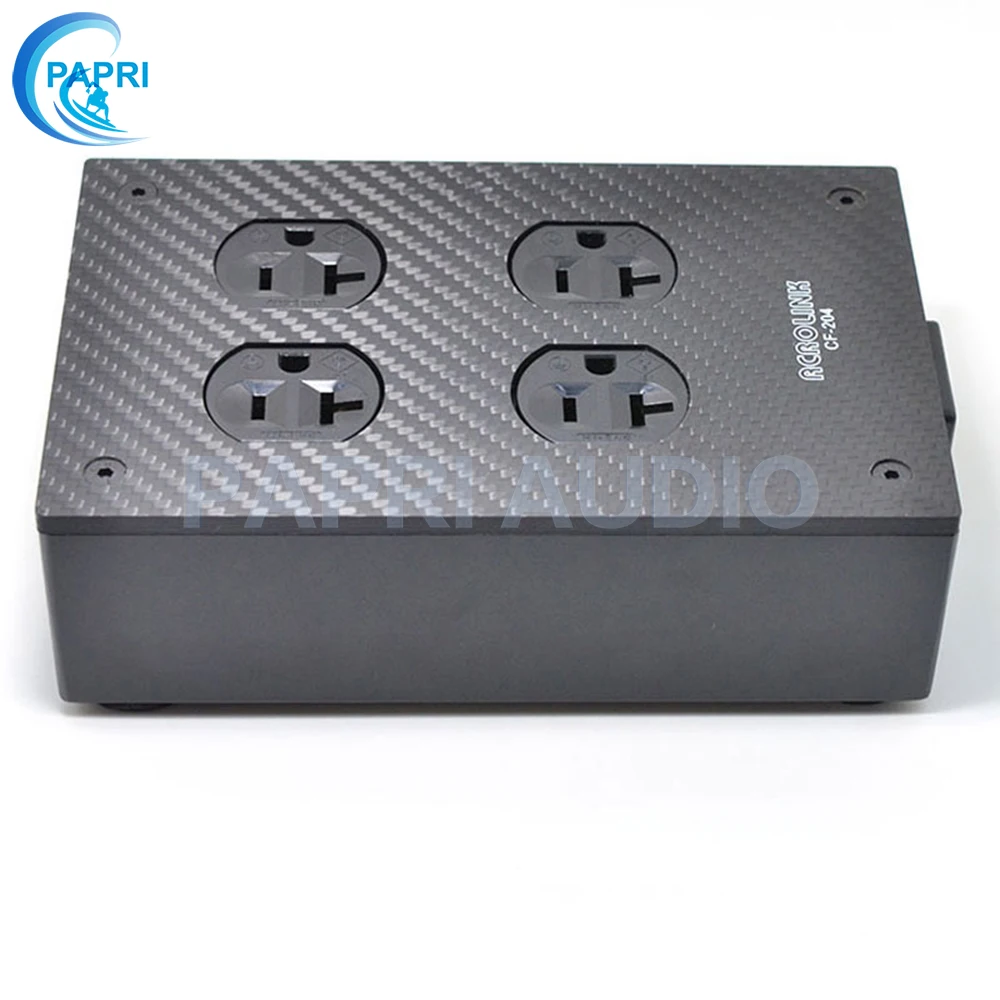 With US Plug PAPRI 4 выход из углеродного волокна США AC Разъем питания Корпус чехол шасси DIY дистрибьютор HiFi для аудио усилителя - Цвет: With US Plug