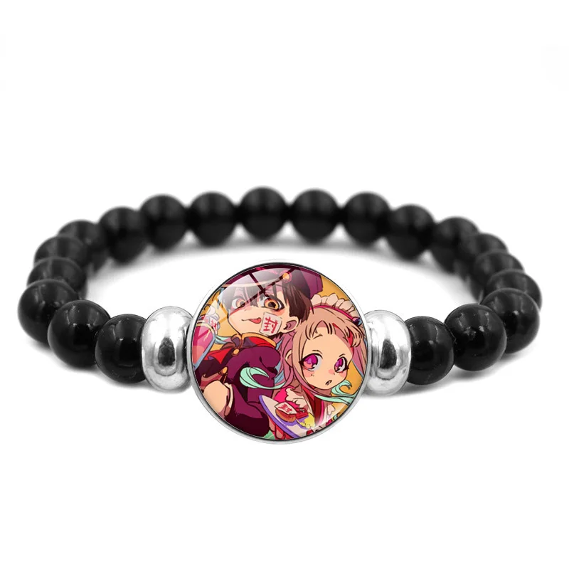 

Cartoon Figure Beads Strand Bracelet Elastic Anime Toilet-Bound Hanako-kun Glass Snap Button Bracelets for Women Kids Gift