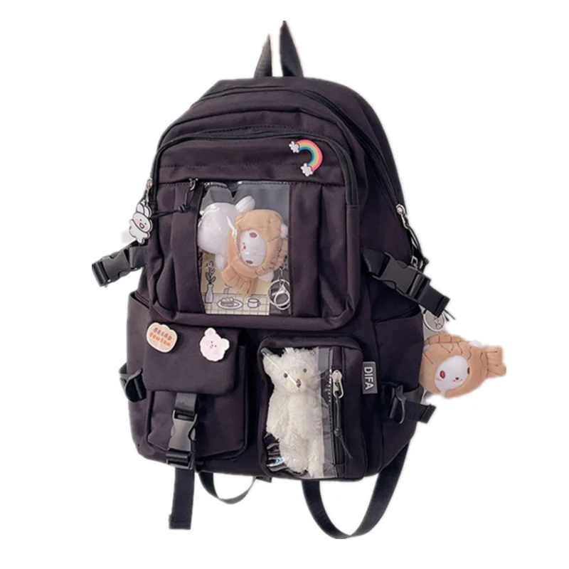 "Вместительный школьный рюкзак для девочек-подростков светильник легкий мультяшный ранец, милый рюкзак с подвеской"