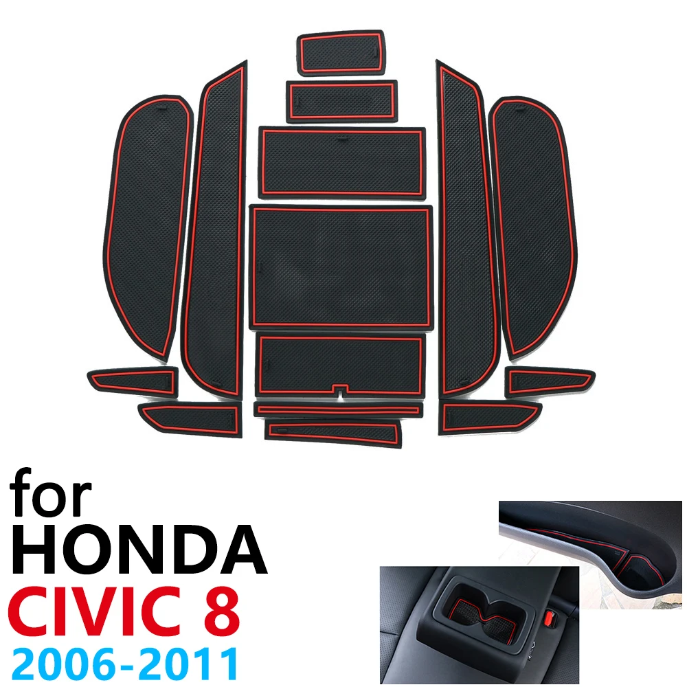 Противоскользящие резиновые чашки подушки Салонные подложки для Honda Civic Тип R FA FD 2006~ 2011 2007 2010 8th Gen Мобильные аксессуары, телефоны, и так далее