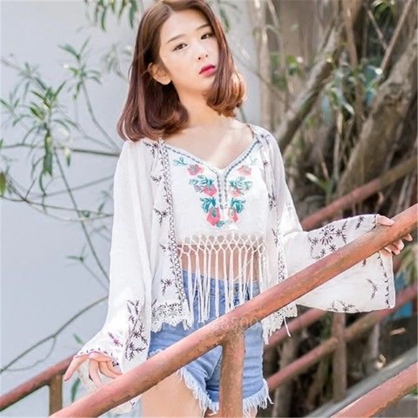 Japanese Cardigan Kimono Women Girls Shawl Summer Fashion Beach Vacation Outfit Suspenders Print Flowers Casual Style |