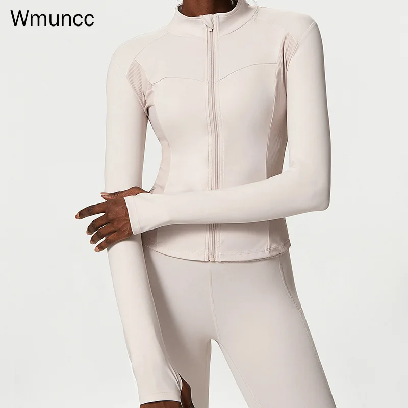 

Wmuncc Women Sport Jacket Energy Gym Workout Yoga Top with Thumb Holes Stretchy Fitted Long Sleeve Activewear Femme