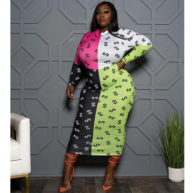 

Bohemian Bodycon Floral Printing Large Summer Sundresses Plus Size Women's Dress XL-5XL