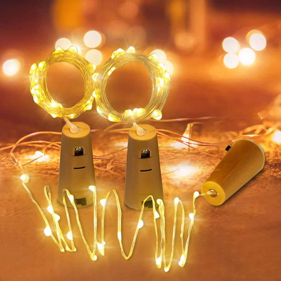 

Included Batteries 10PCS 1M 2M LED String Lamps Wine Bottle Stopper Light Cork Shaped For Party Wedding Decoration Lights Lamp